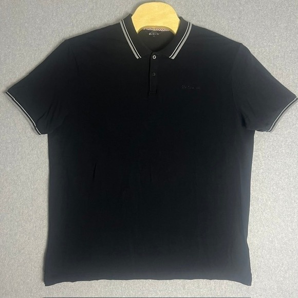 Ben Sherman Men's Black Short Sleeve Casual Polo Shirt Size XXL - Picture 1 of 7